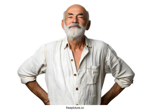 [Transparent Background PNG]Portrait of Senior Man with White Beard