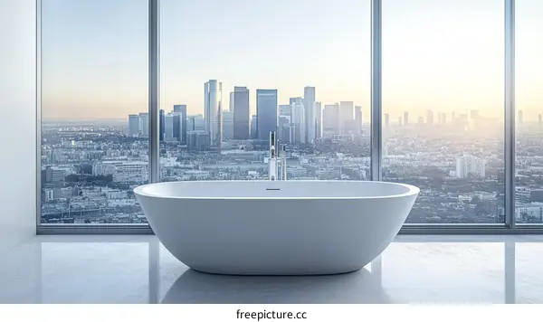 Modern Cityscape Bathtub Interior Design