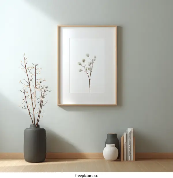 Modern Minimalist Interior Design with Botanical Art Print