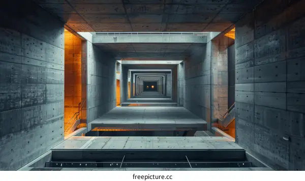 Concrete Hallway with Light at the End