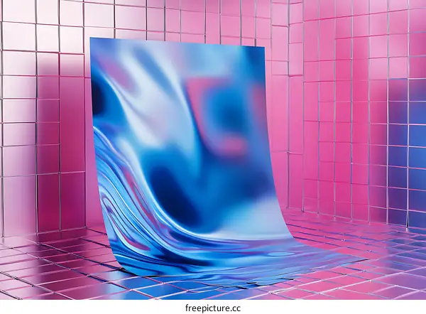 Abstract Blue and Pink Background With Wavy Texture