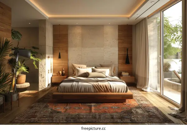 Modern Minimalist Bedroom Interior Design Illustration
