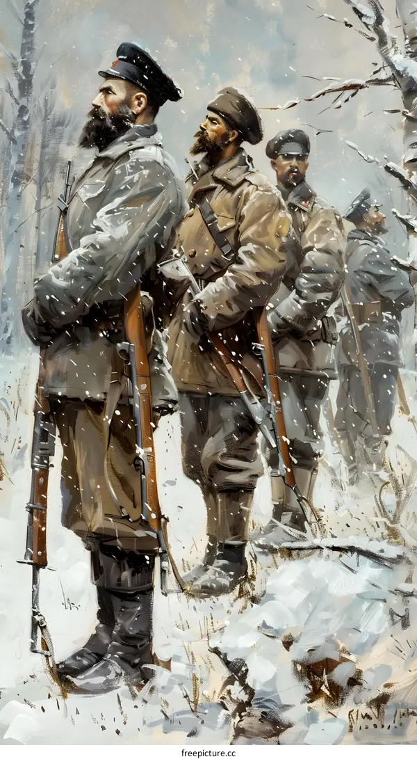 Russian soldiers in the snow