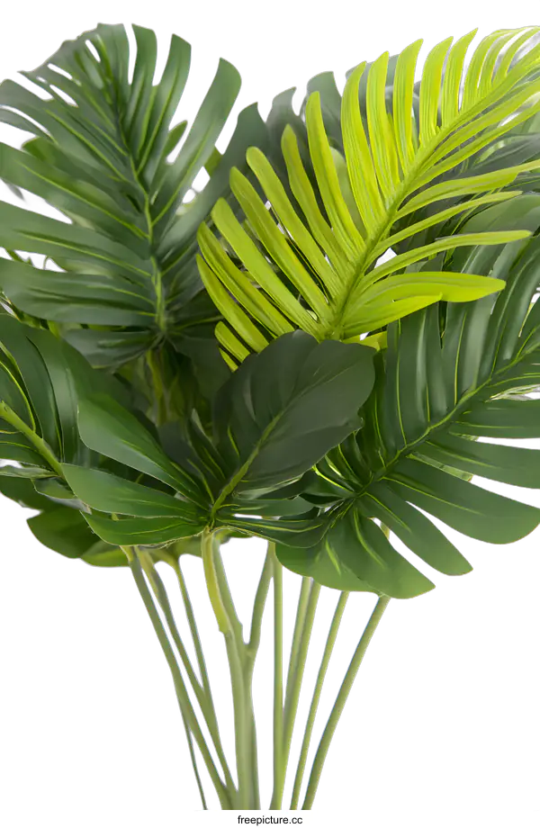 [Transparent Background PNG]Green Tropical Leaves On White Background