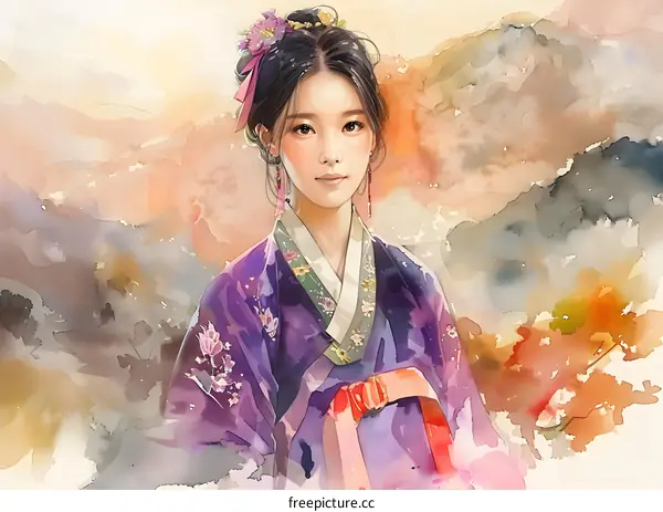 A beautiful Korean woman in traditional dress