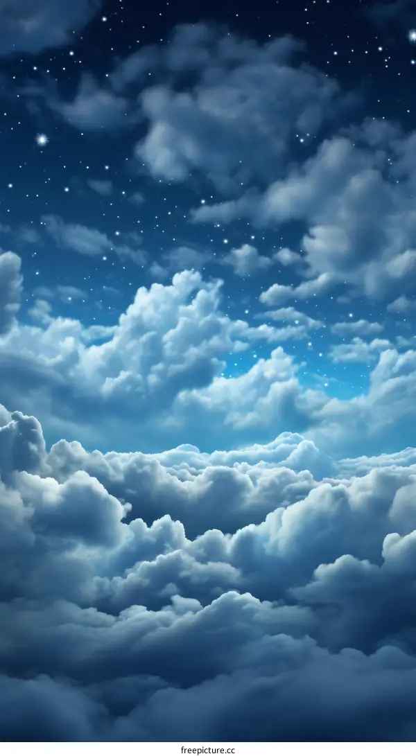 Blue sky and white clouds under the night sky