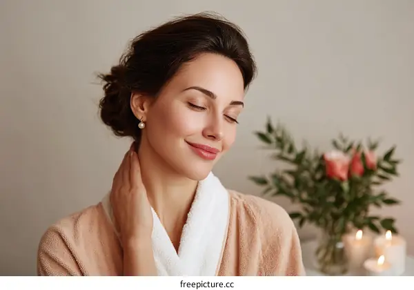 Relaxing Spa Woman with Peaceful Expression