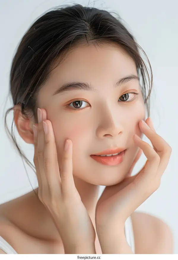 Portrait of a Young Asian Woman with Beautiful Skin