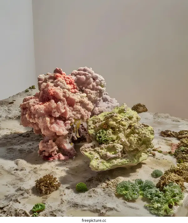 Abstract Coral Reef Sculpture with Sand