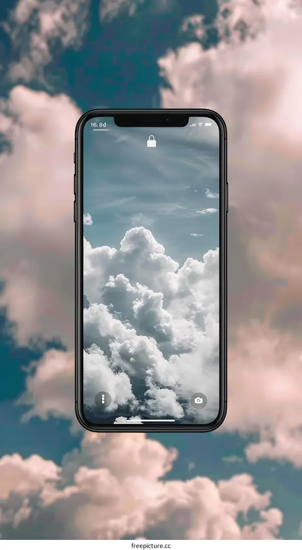 Phone Screen with Cloudy Sky Wallpaper