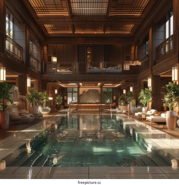 Indoor swimming pool of luxury hotel