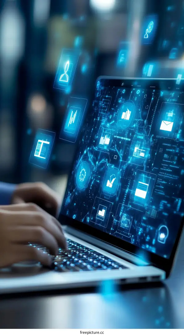 Modern Technology Laptop with Data Visualization