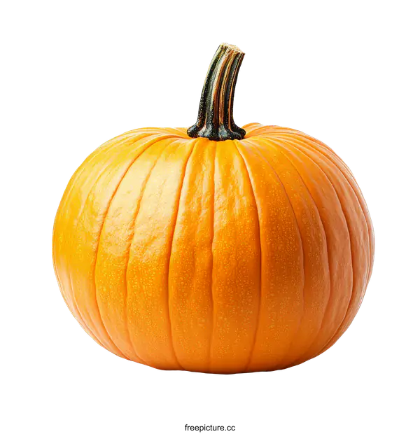 [Transparent Background PNG]Single Orange Pumpkin on White Background