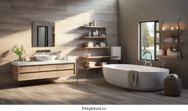 Bathroom interior with natural light