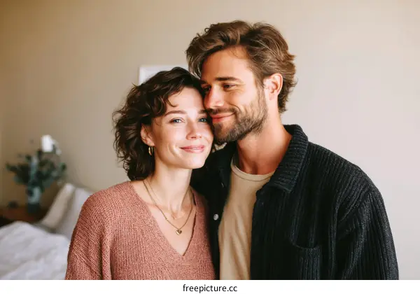 Couple in Close Embrace Indoor Shot