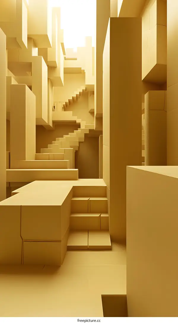 Abstract Geometric Shapes of Stairway in Yellow