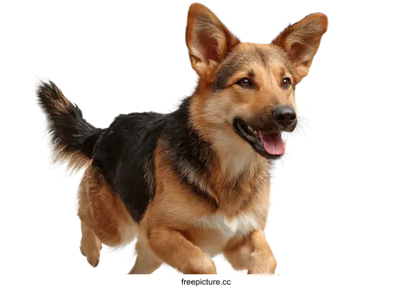 [Transparent Background PNG]Playful German Shepherd Dog in Mid-Air
