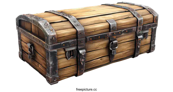 [Transparent Background PNG]Old wooden treasure chest