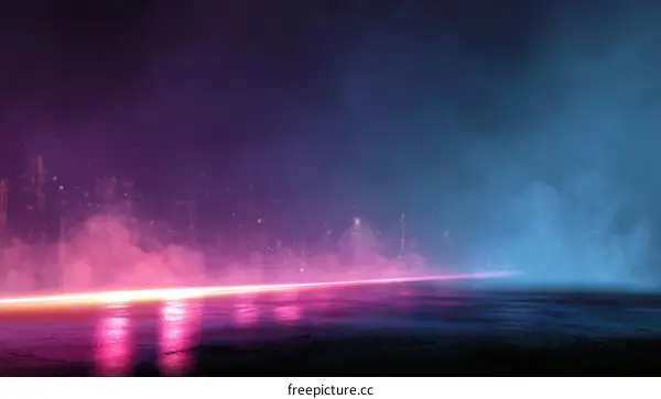 Neon Light Abstract Scene With Colorful Fog