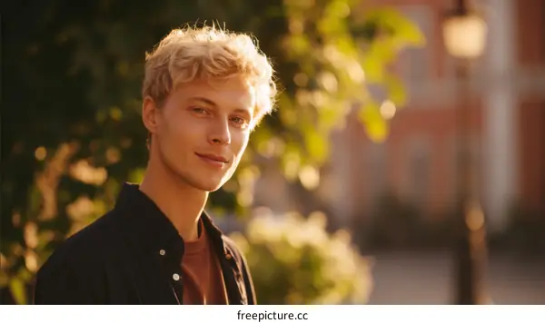 Young Caucasian Man Outdoors Portrait