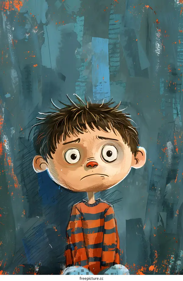 sad boy with messy hair