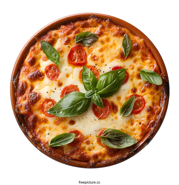 [Transparent Background PNG]Baked pasta with mozzarella cheese and tomatoes