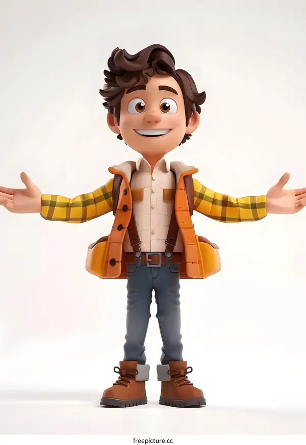 3D Cartoon Boy Ready for Adventure