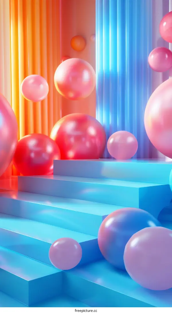 Blue and Orange Geometric Floating Space