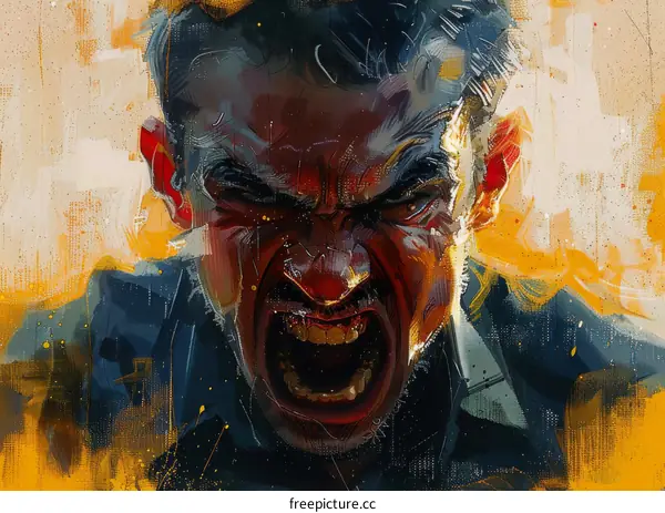 A Man Screaming in Anger and Rage