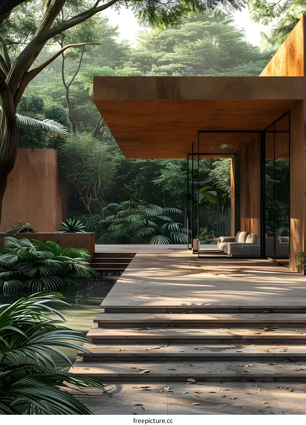 Modern Minimalist House Design in Tropical Jungle