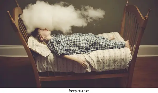 Sleeping Girl Dreams Of A Cloud