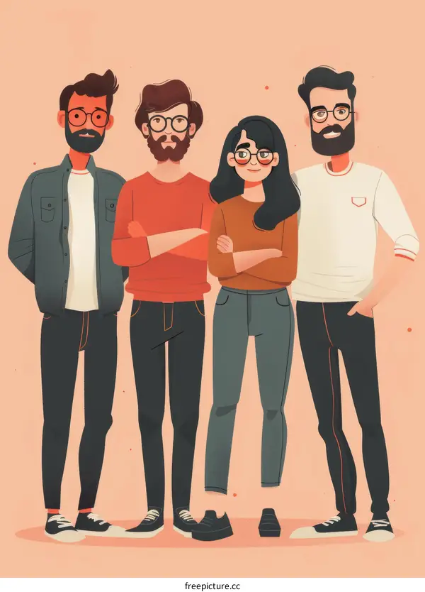 Group of four friends standing together