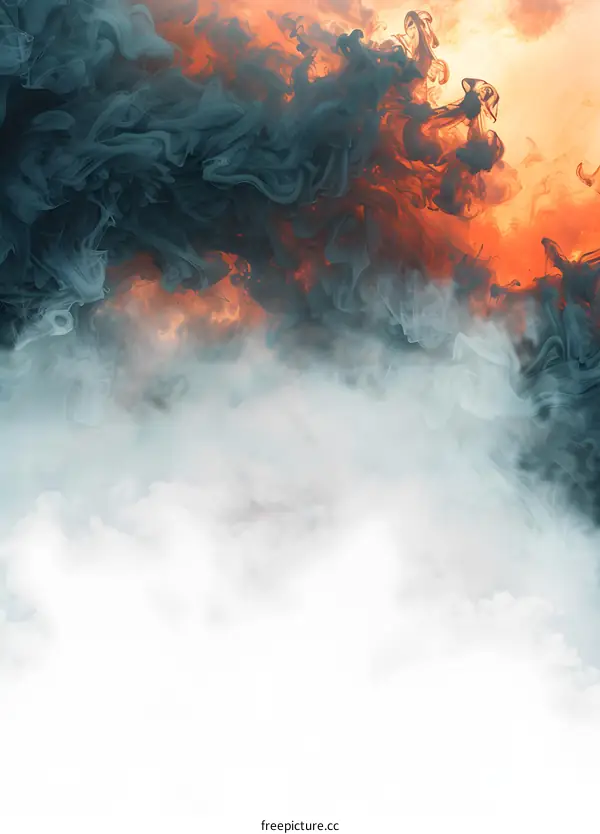 Abstract Smoke Background With Orange And Blue Colors