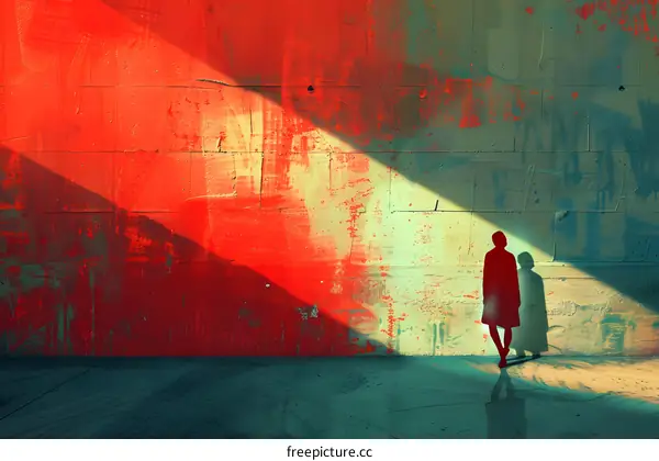 Silhouette of Person Standing in Front of a Wall