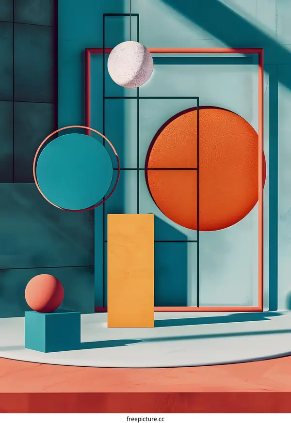 Abstract Geometric Shapes With Colorful Tones Background