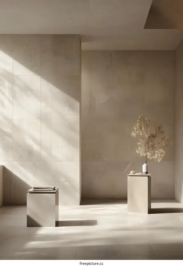 Minimalist Interior Design with Beige Walls and Natural Light