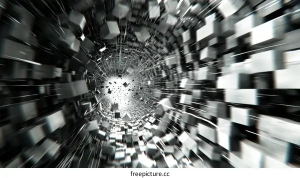 Neon Cube Tunnel: Abstract 3D Illustration