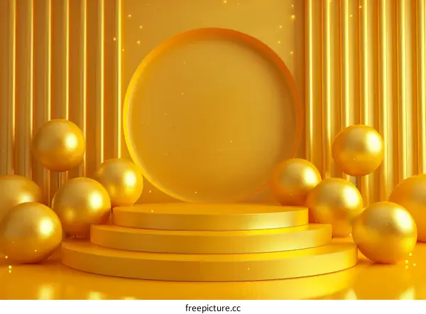 Golden Geometric Display Stage Design