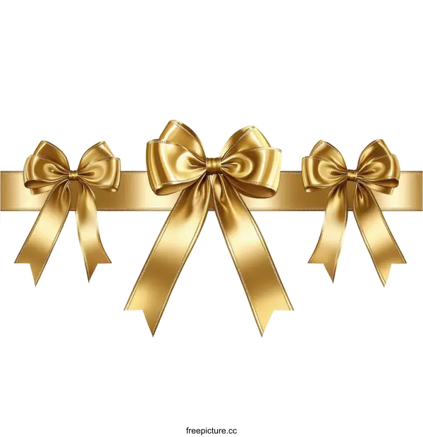 [Transparent Background PNG]Elegant Gold Ribbons with Bows