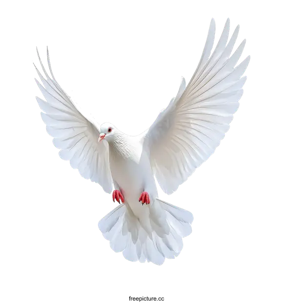 [Transparent Background PNG]Majestic White Dove in Flight