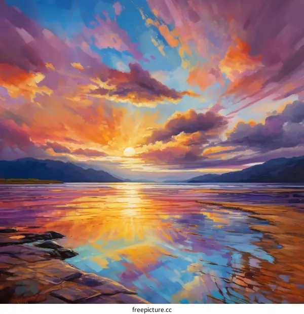 Vibrant Sunset Over Tranquil Waters