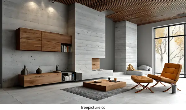 Modern Concrete Living Room Interior Design