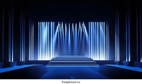 Neon Stage Design with Blue Lighting