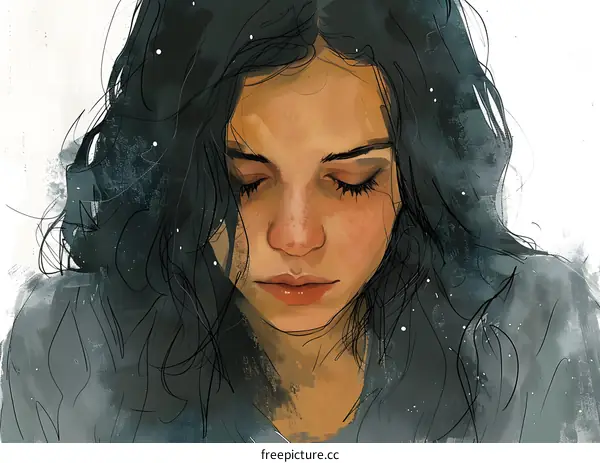 portrait of a young woman with long dark hair