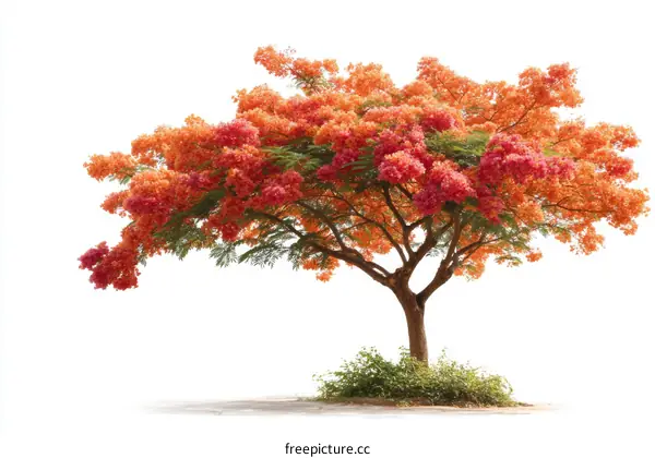 Vibrant Blooming Tree Against a White Background