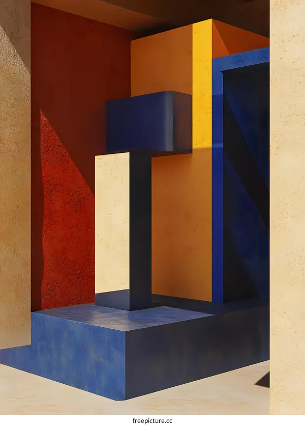 Abstract Minimalist Geometric Shapes and Colors Interior Design