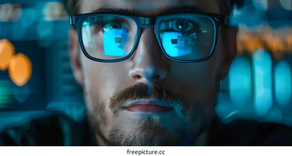 Closeup of Man Wearing Glasses Looking at Screen