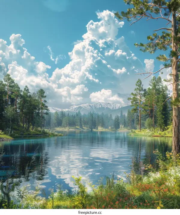 Serene Lake Nestled in the Majestic Mountains