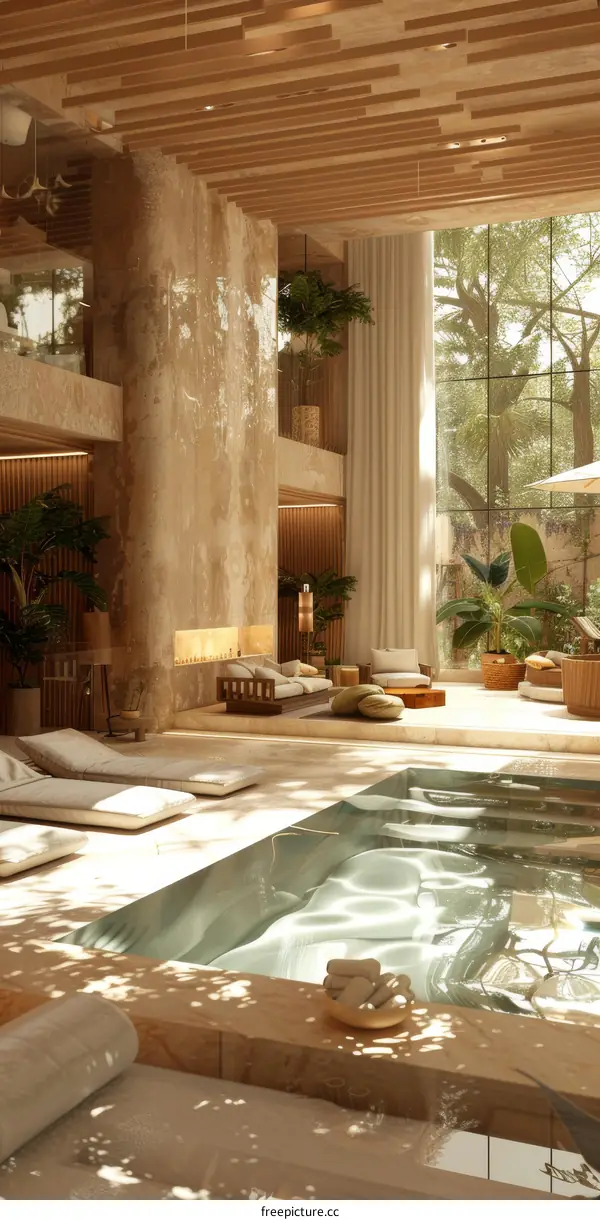 Modern Indoor Swimming Pool in Luxury Villa