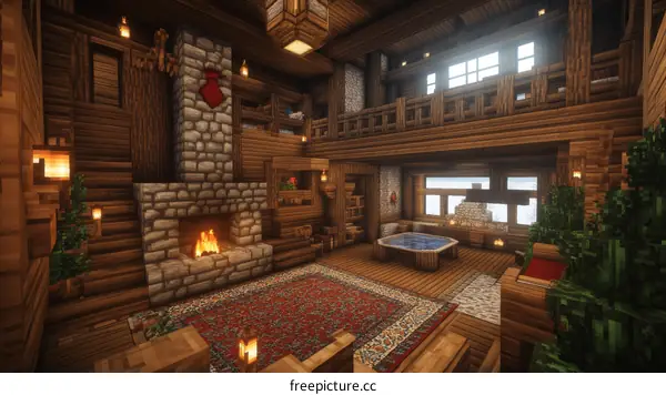 Minecraft Wooden Cabin Interior Design